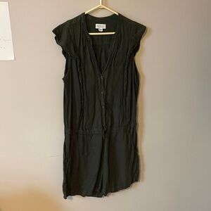 Velvet by Graham and Spencer Sleeveless Button-Down Romper forest green